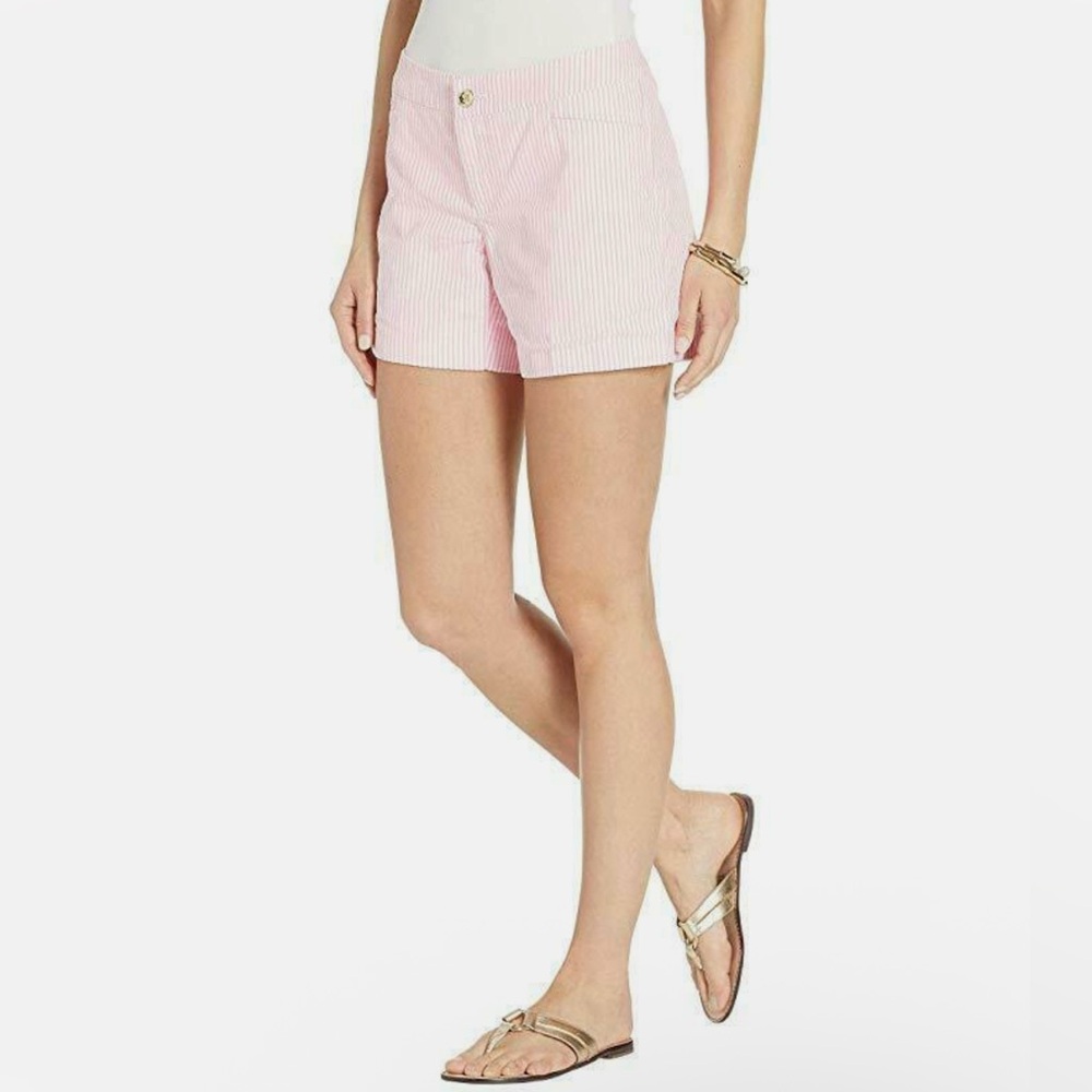 Lilly Pulitzer 5" Kelly Short in Pink Tropics Seersucker EUC